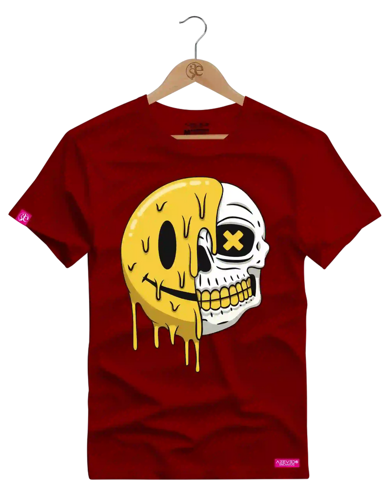Camiseta Algodão Premium Estampa Emoji Caveira - Azevedo Encantu's
