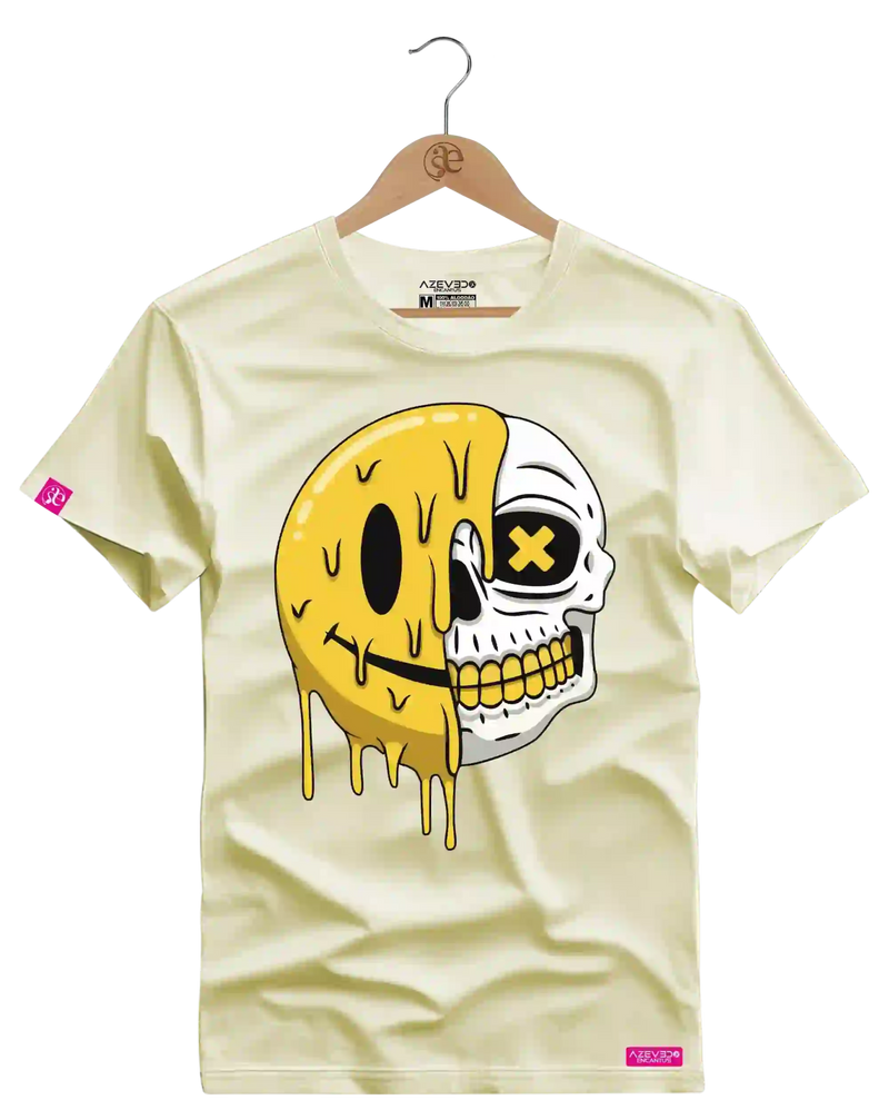Camiseta Algodão Premium Estampa Emoji Caveira - Azevedo Encantu's