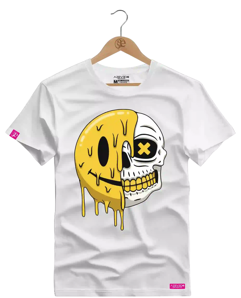 Camiseta Algodão Premium Estampa Emoji Caveira - Azevedo Encantu's