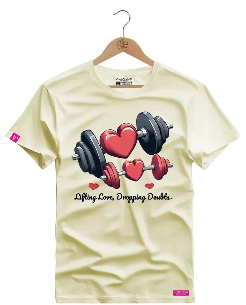 Camiseta Algodão Premium Estampa Fitness Lifting Love Dropping Doubts - Azevedo Encantu's