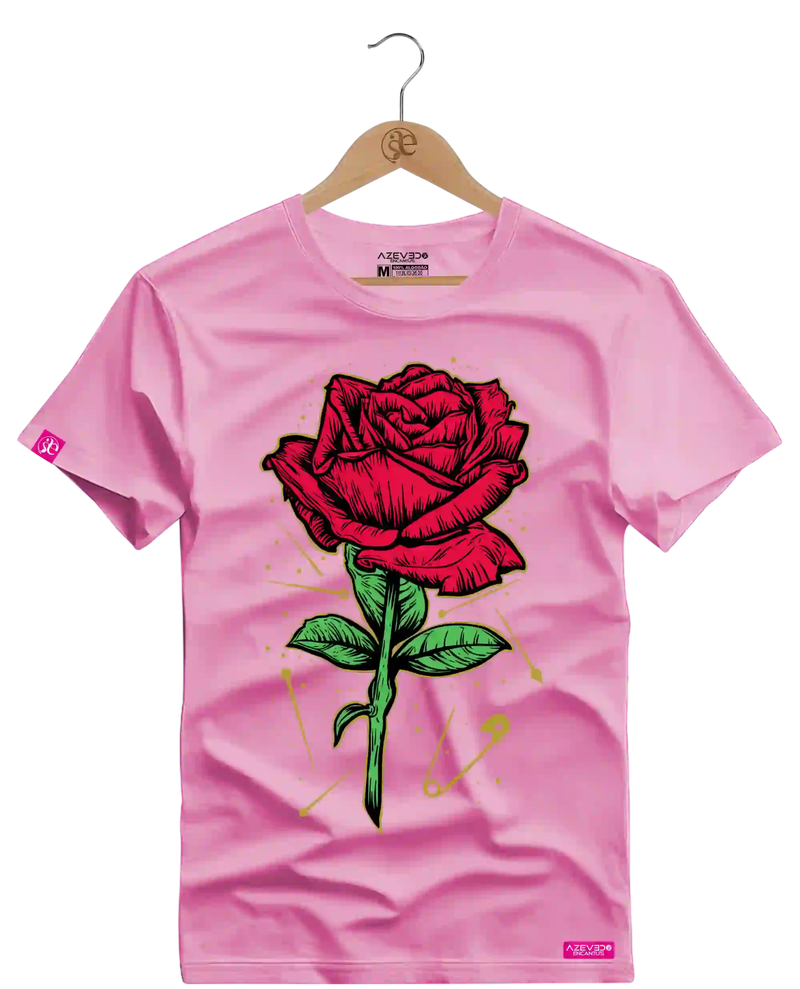 Camiseta Algodão Premium Estampa Flower Rose - Azevedo Encantu's
