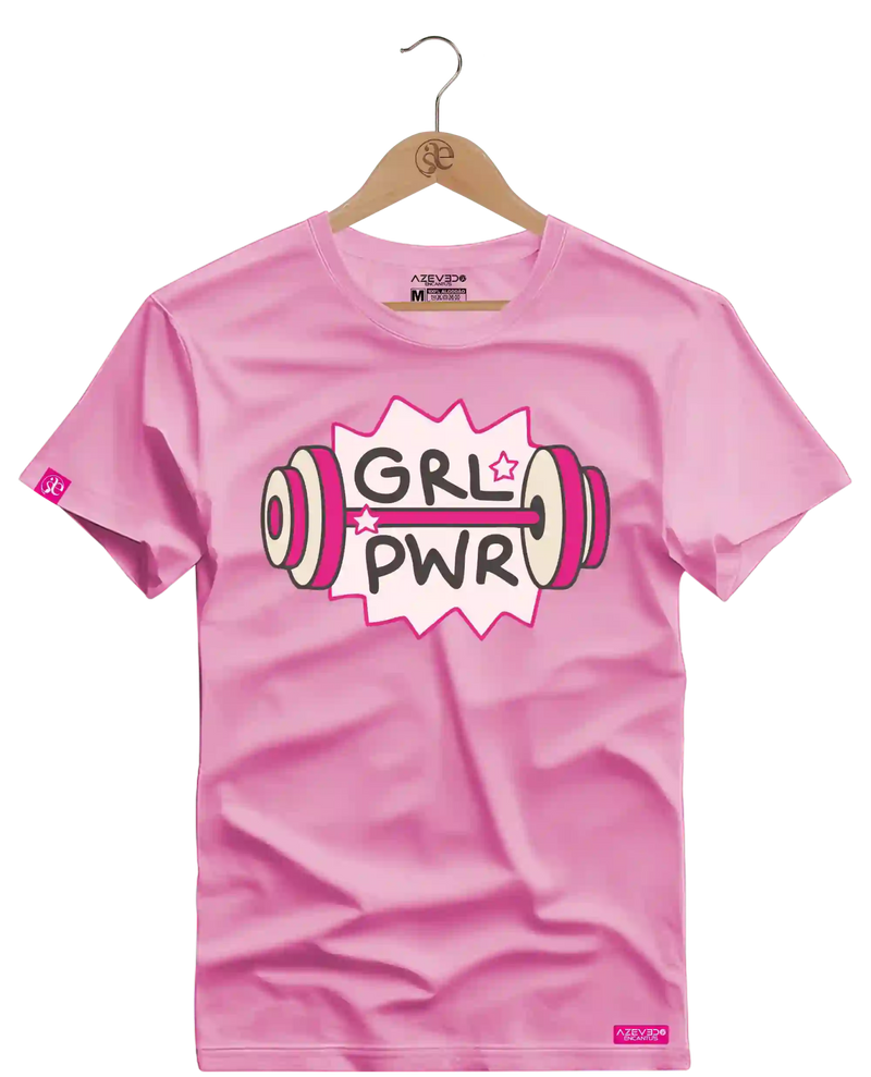 Camiseta Algodão Premium Estampa GRL PWR Fitness - Azevedo Encantu's