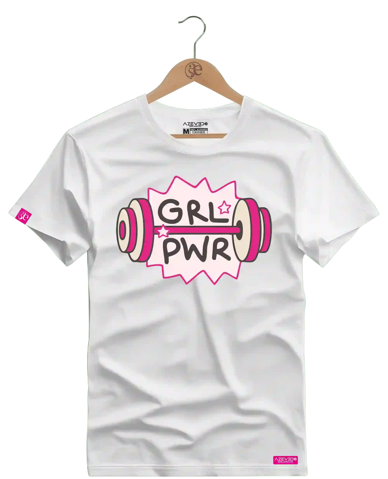 Camiseta Algodão Premium Estampa GRL PWR Fitness - Azevedo Encantu's