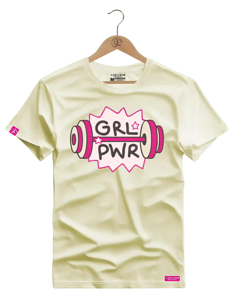 Camiseta Algodão Premium Estampa GRL PWR Fitness - Azevedo Encantu's