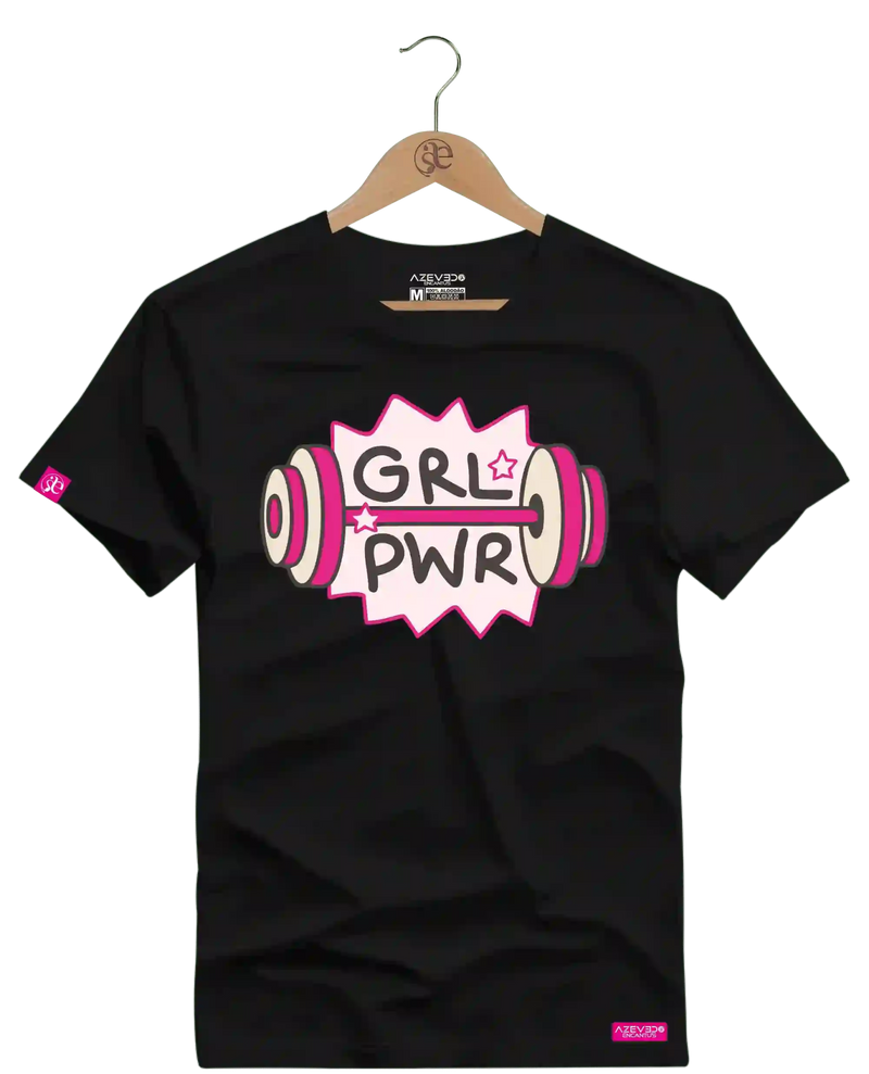 Camiseta Algodão Premium Estampa GRL PWR Fitness - Azevedo Encantu's