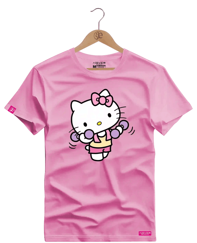 Camiseta Algodão Premium Estampa Hello Kitty Fitness - Azevedo Encantu's