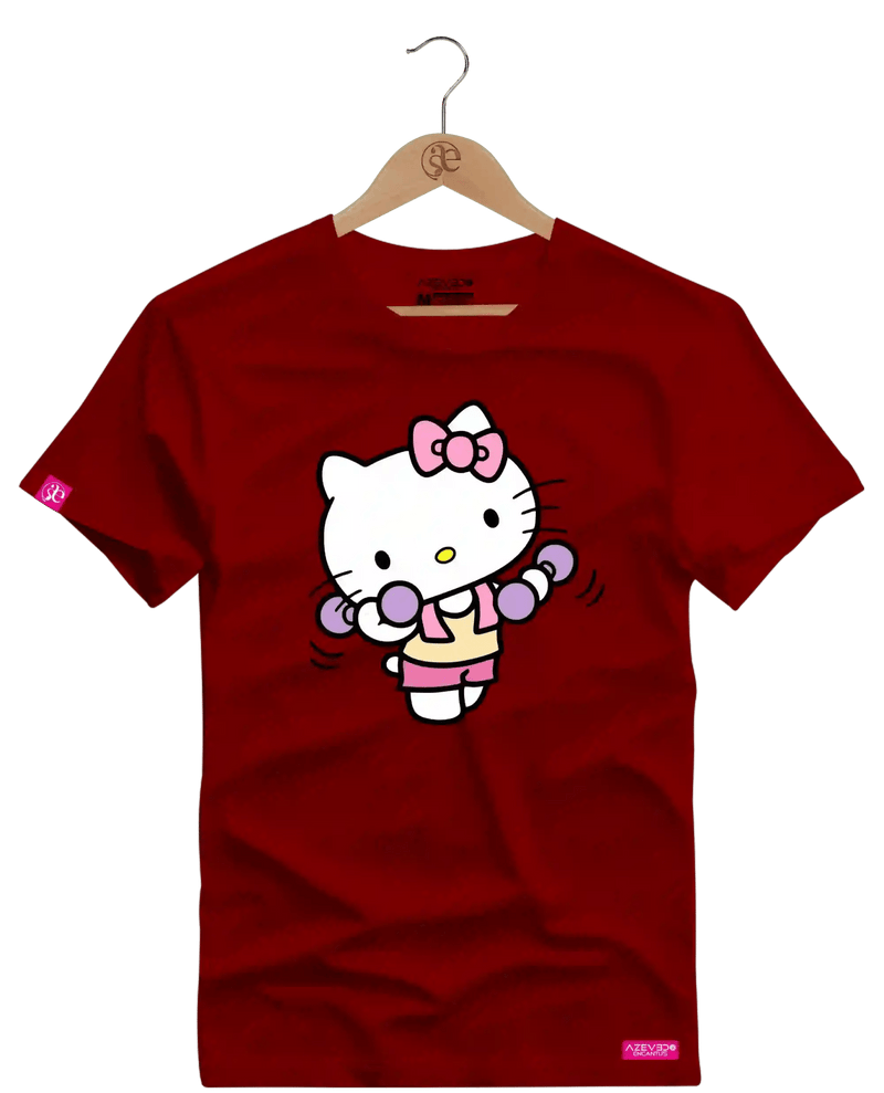 Camiseta Algodão Premium Estampa Hello Kitty Fitness - Azevedo Encantu's