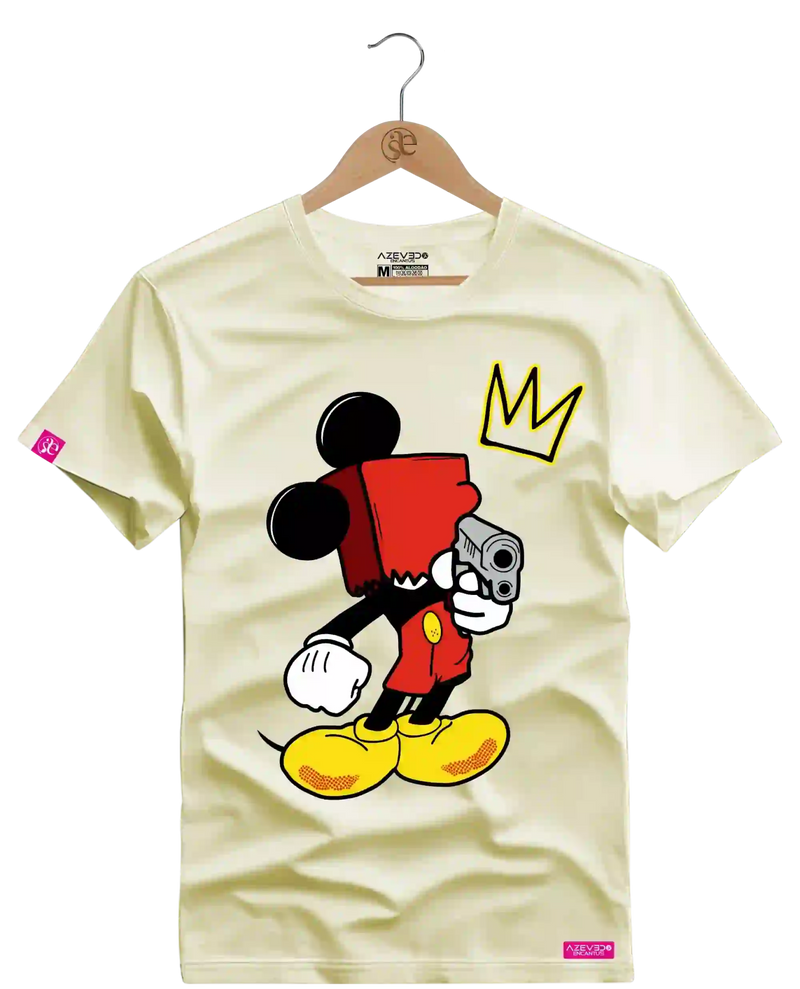 Camiseta Algodão Premium Estampa Mickey Arma - Azevedo Encantu's