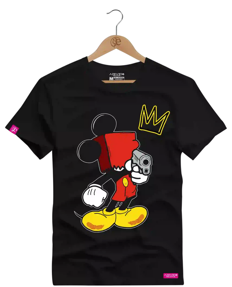 Camiseta Algodão Premium Estampa Mickey Arma - Azevedo Encantu's