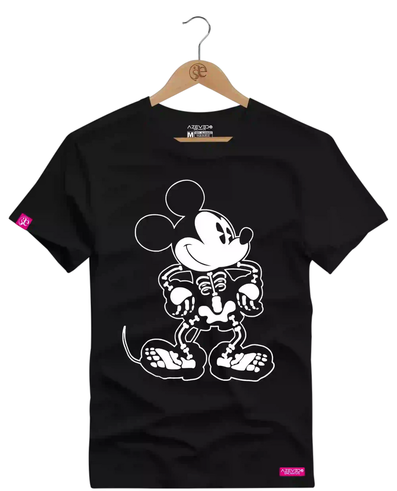 Camiseta Algodão Premium Estampa Mickey Esqueleto - Azevedo Encantu's