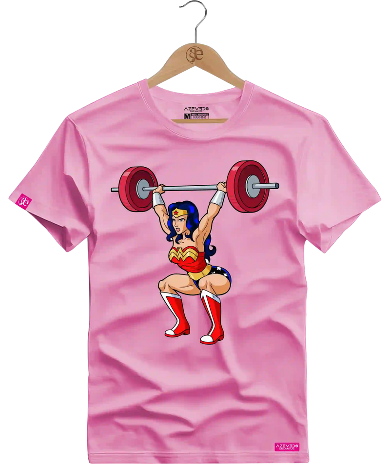 Camiseta Algodão Premium Estampa Mulher Maravilha Fitness - Azevedo Encantu's