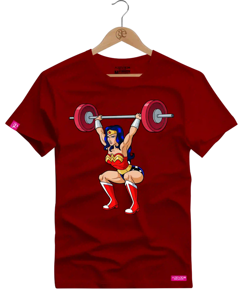 Camiseta Algodão Premium Estampa Mulher Maravilha Fitness - Azevedo Encantu's
