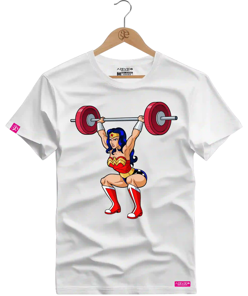 Camiseta Algodão Premium Estampa Mulher Maravilha Fitness - Azevedo Encantu's