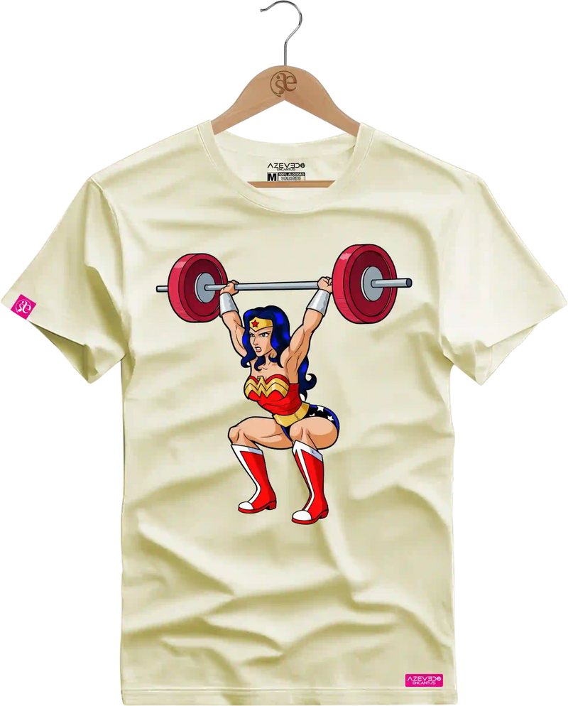 Camiseta Algodão Premium Estampa Mulher Maravilha Fitness - Azevedo Encantu's