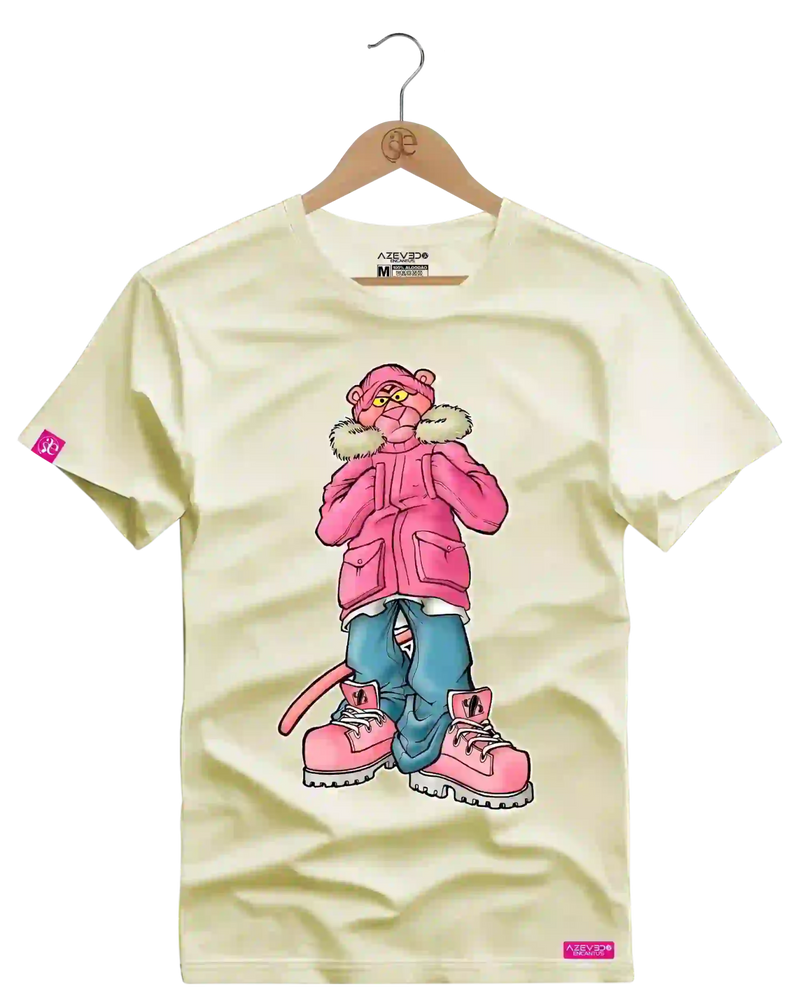 Camiseta Algodão Premium Estampa Pantera Pink - Azevedo Encantu's