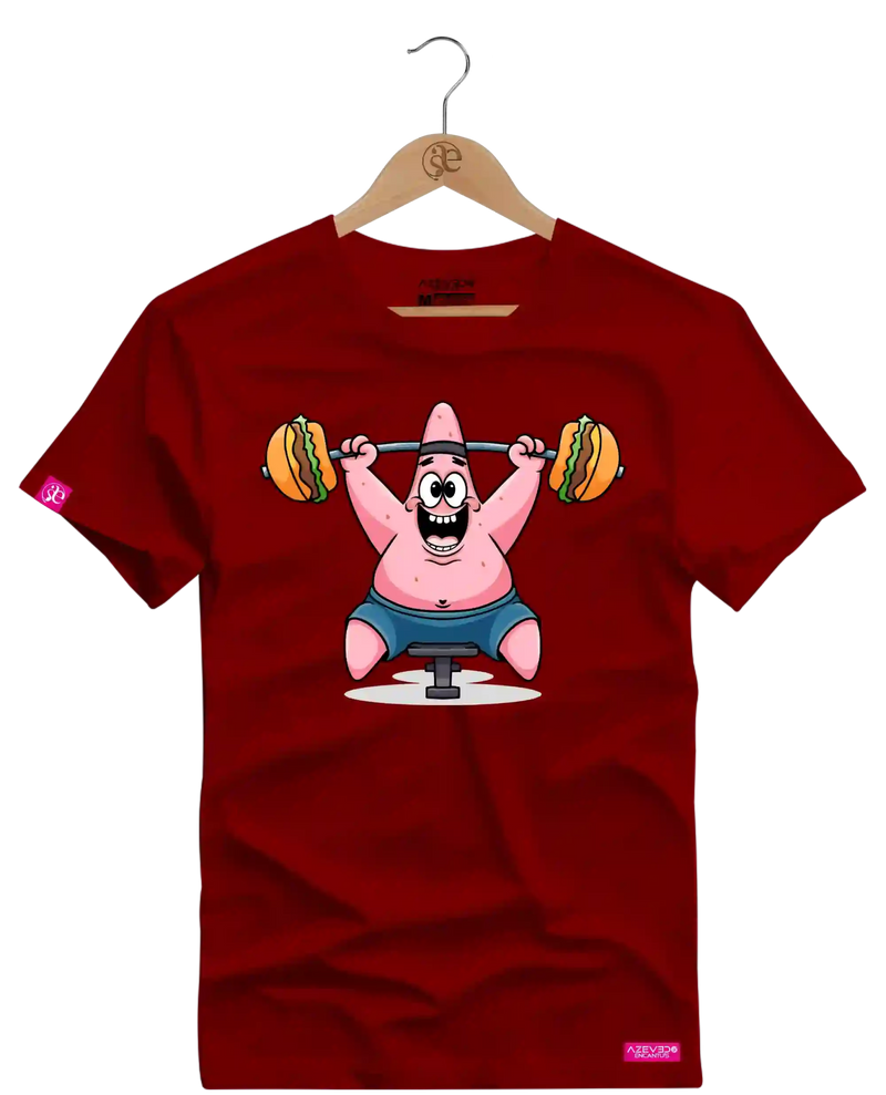 Camiseta Algodão Premium Estampa Patrick Hamburger Fitness - Azevedo Encantu's
