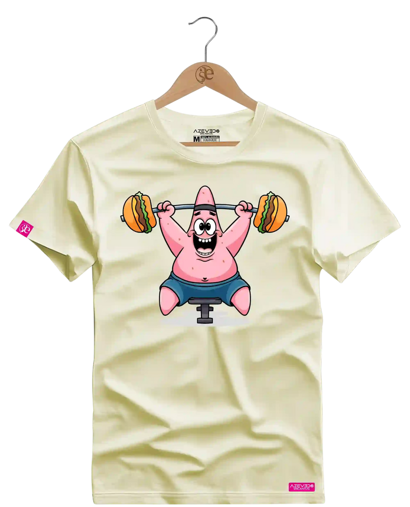 Camiseta Algodão Premium Estampa Patrick Hamburger Fitness - Azevedo Encantu's