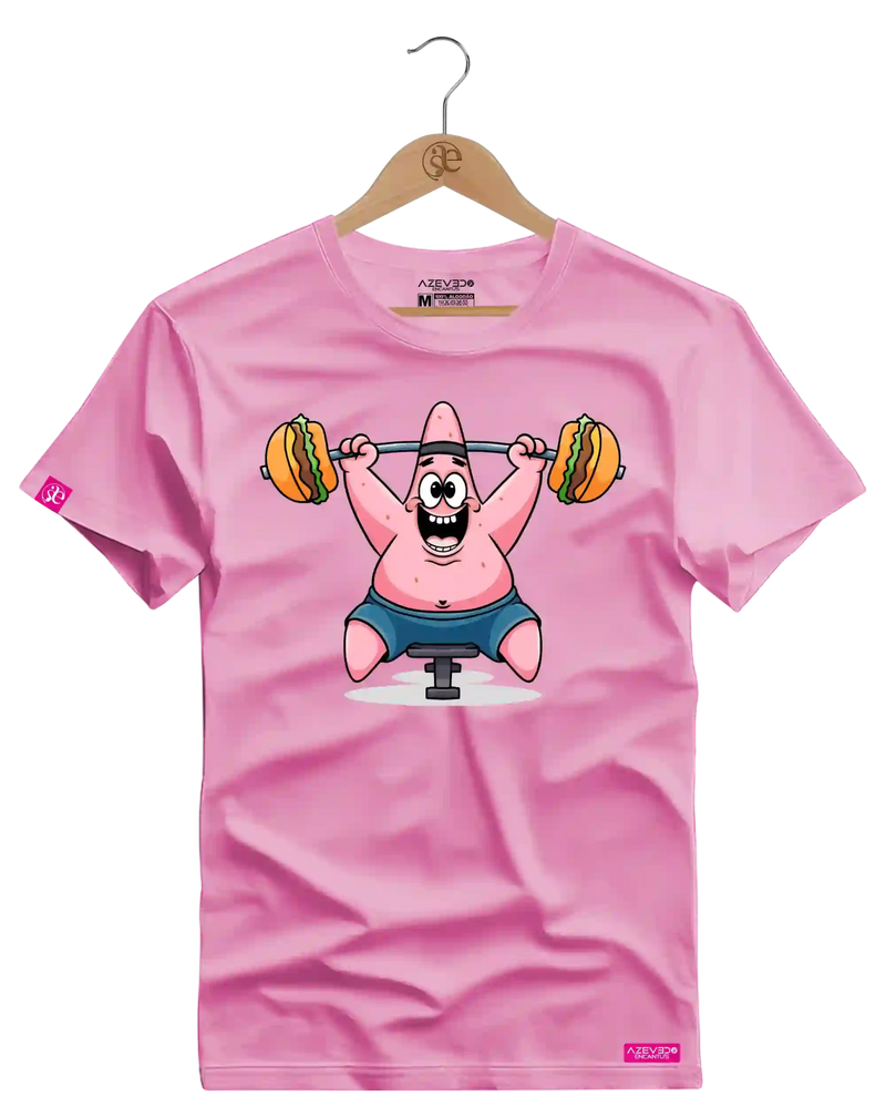 Camiseta Algodão Premium Estampa Patrick Hamburger Fitness - Azevedo Encantu's