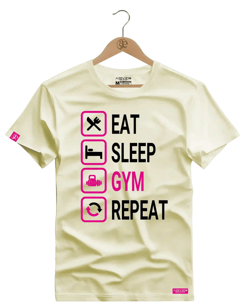 Camiseta Algodão Premium Estampa Repeat Fitness - Azevedo Encantu's