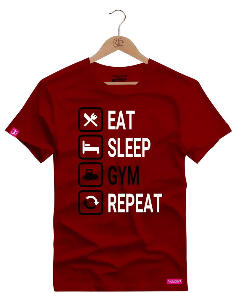 Camiseta Algodão Premium Estampa Repeat Fitness - Azevedo Encantu's