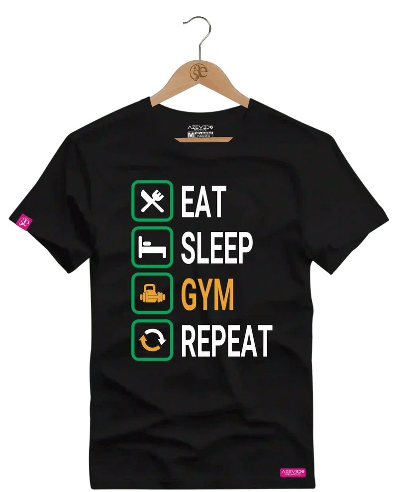 Camiseta Algodão Premium Estampa Repeat Fitness - Azevedo Encantu's