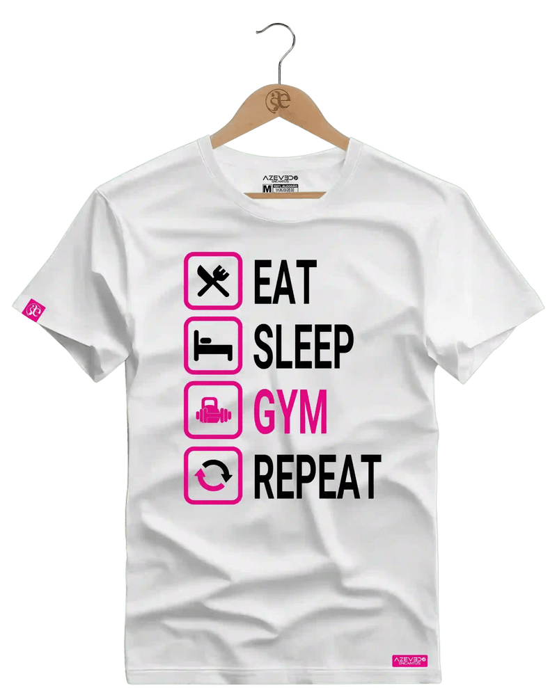 Camiseta Algodão Premium Estampa Repeat Fitness - Azevedo Encantu's