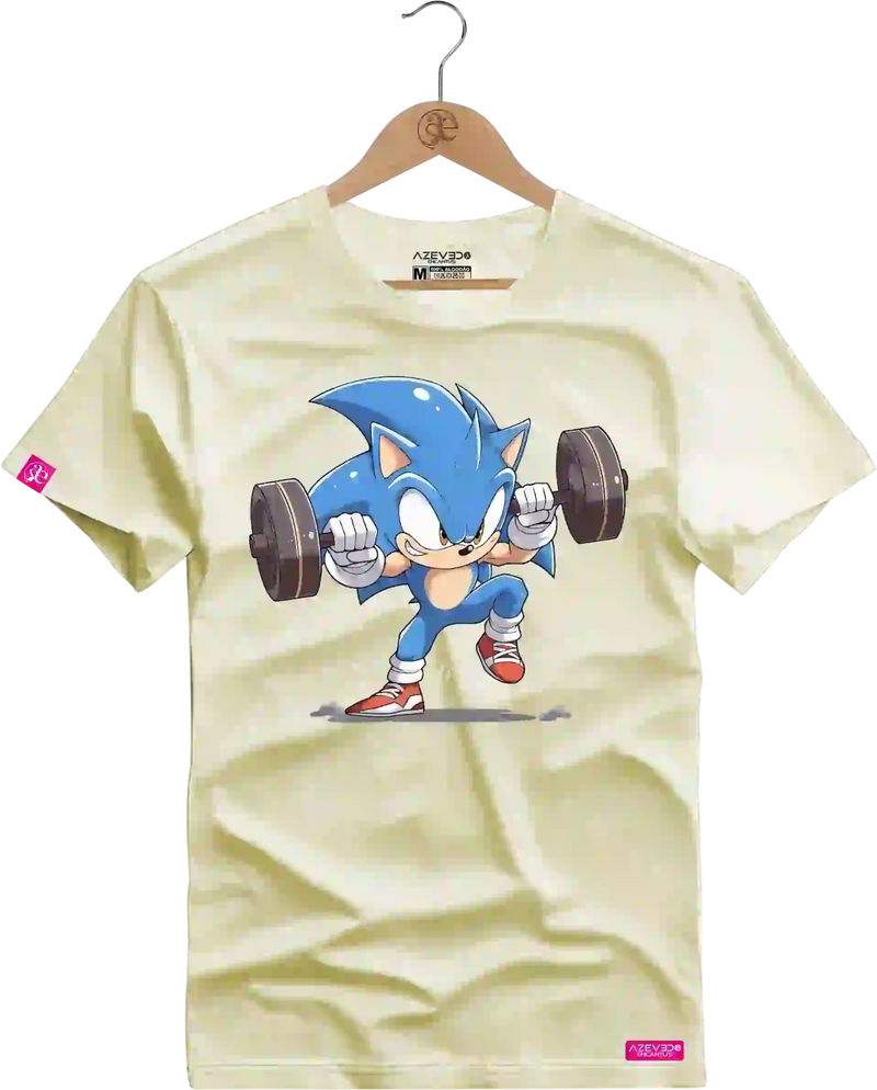 Camiseta Algodão Premium Estampa Sonic Fitness - Azevedo Encantu's
