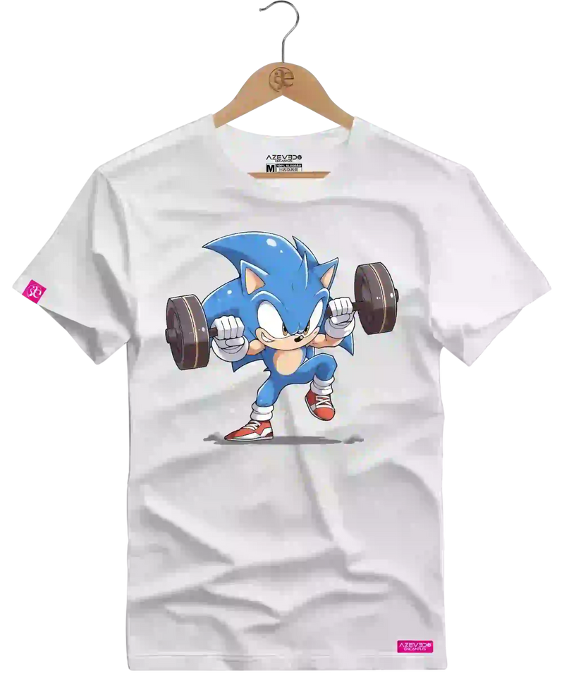Camiseta Algodão Premium Estampa Sonic Fitness - Azevedo Encantu's