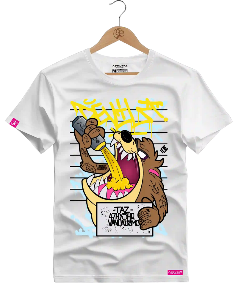 Camiseta Algodão Premium Estampa Taz Mania Bebendo - Azevedo Encantu's