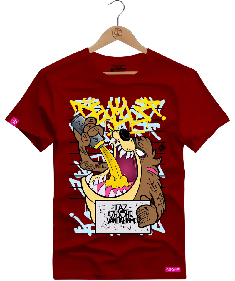 Camiseta Algodão Premium Estampa Taz Mania Bebendo - Azevedo Encantu's
