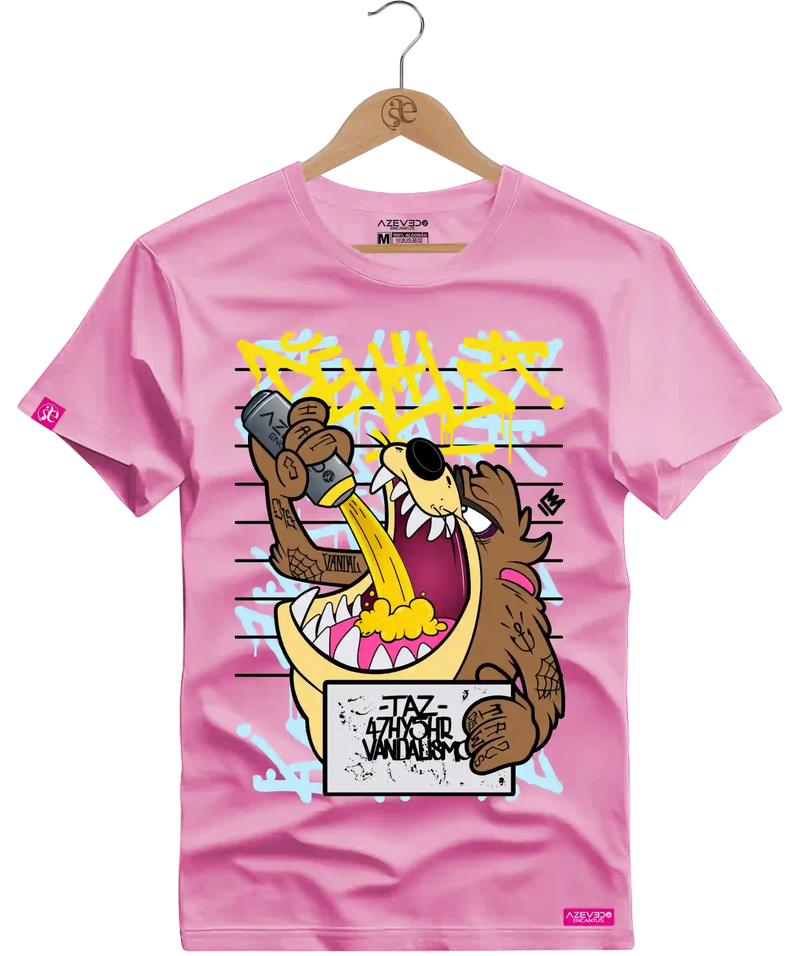 Camiseta Algodão Premium Estampa Taz Mania Bebendo - Azevedo Encantu's