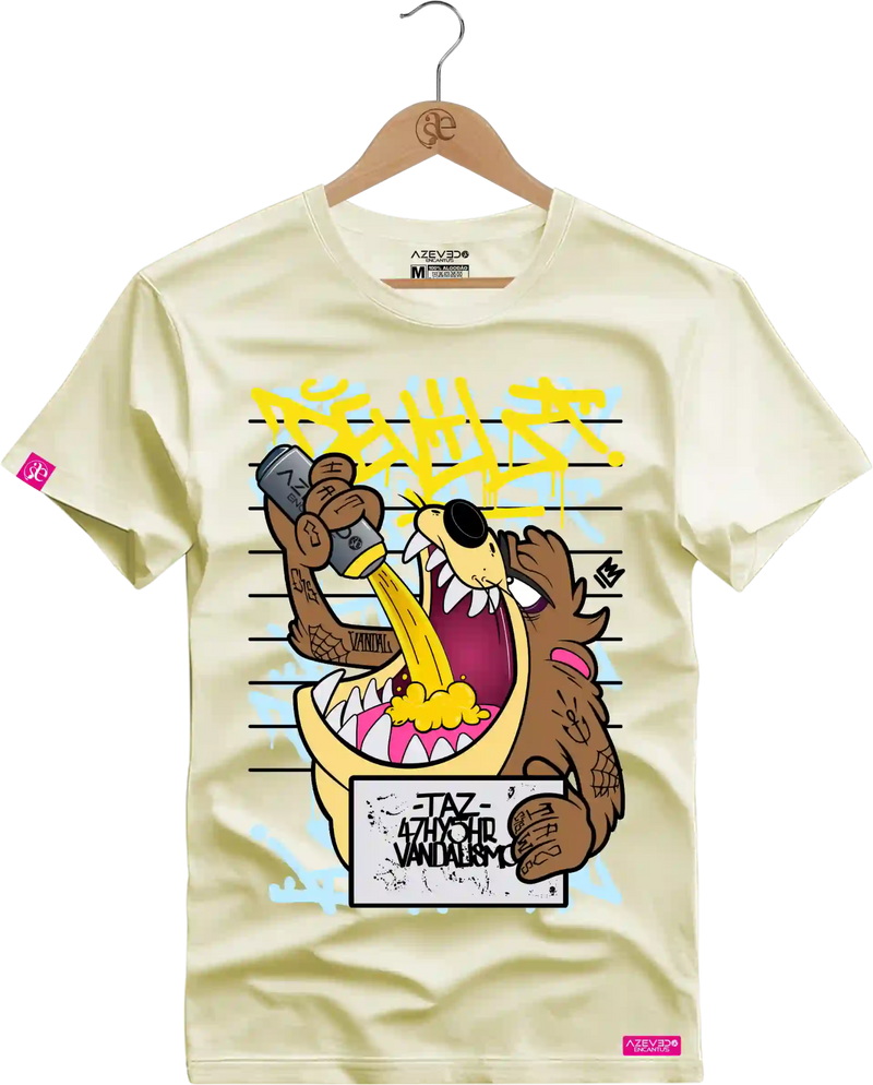 Camiseta Algodão Premium Estampa Taz Mania Bebendo - Azevedo Encantu's