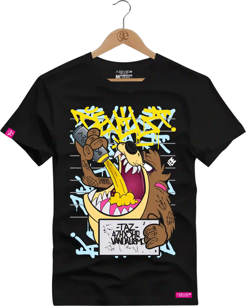 Camiseta Algodão Premium Estampa Taz Mania Bebendo - Azevedo Encantu's