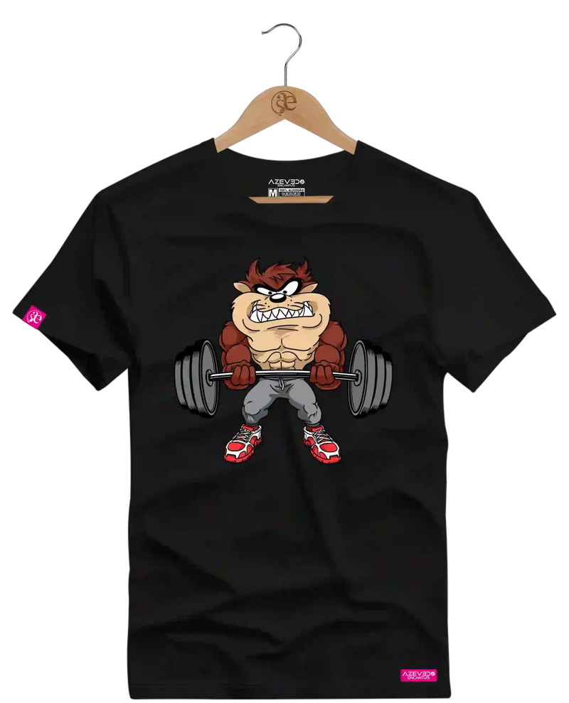 Camiseta Algodão Premium Estampa Taz Mania Fitness - Azevedo Encantu's