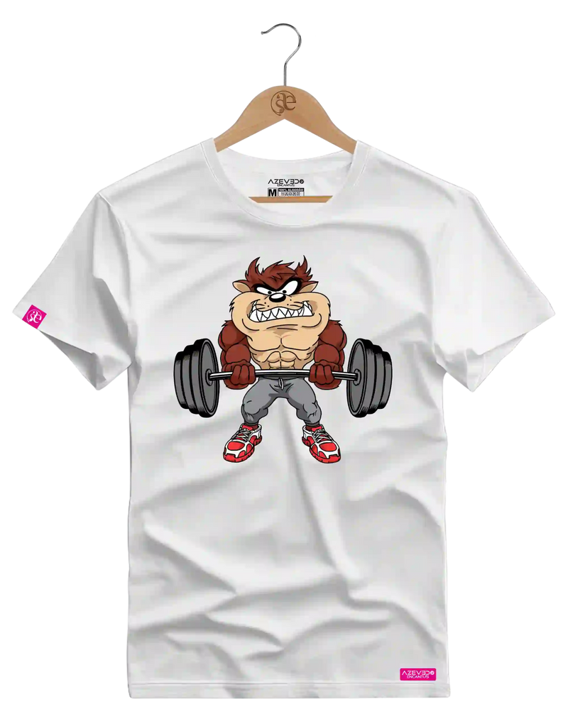 Camiseta Algodão Premium Estampa Taz Mania Fitness - Azevedo Encantu's