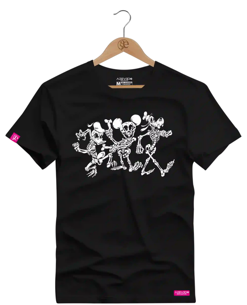 Camiseta Algodão Premium Estampa Turma Disney Esqueleto - Azevedo Encantu's