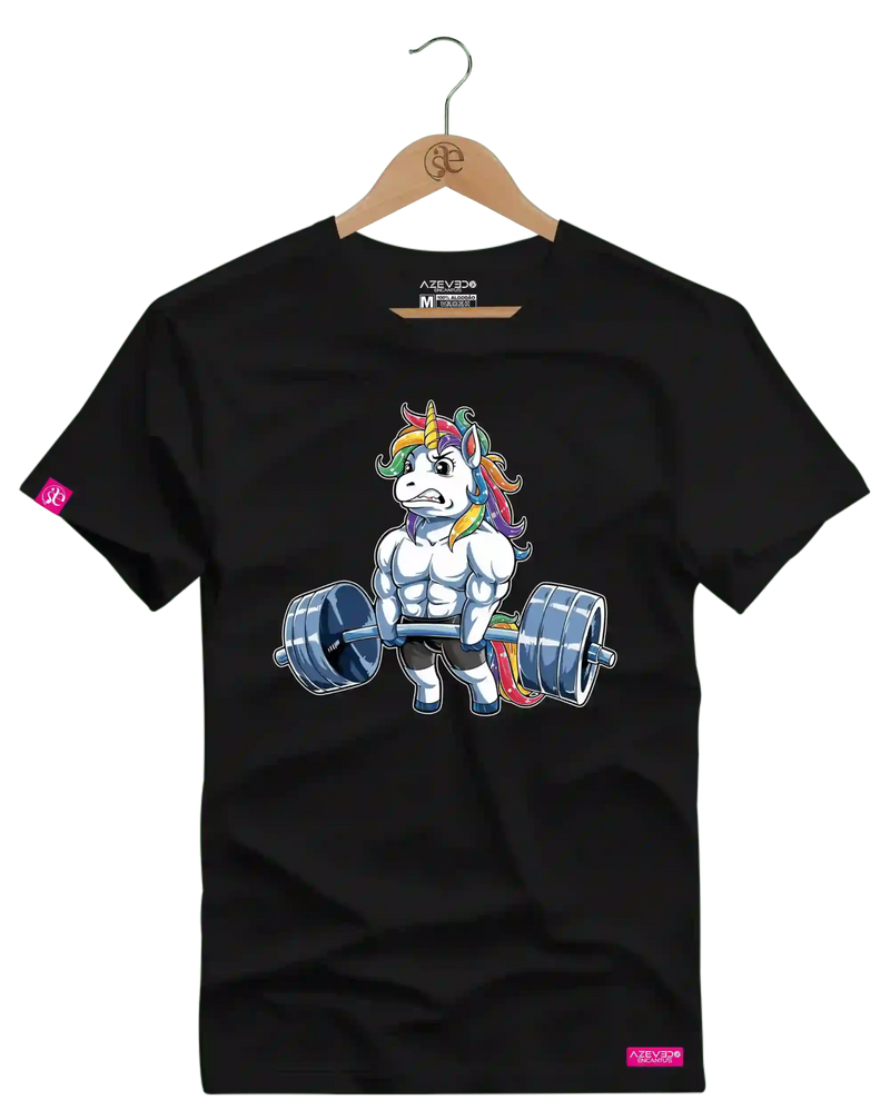 Camiseta Algodão Premium Estampa Unicornio Fitness - Azevedo Encantu's