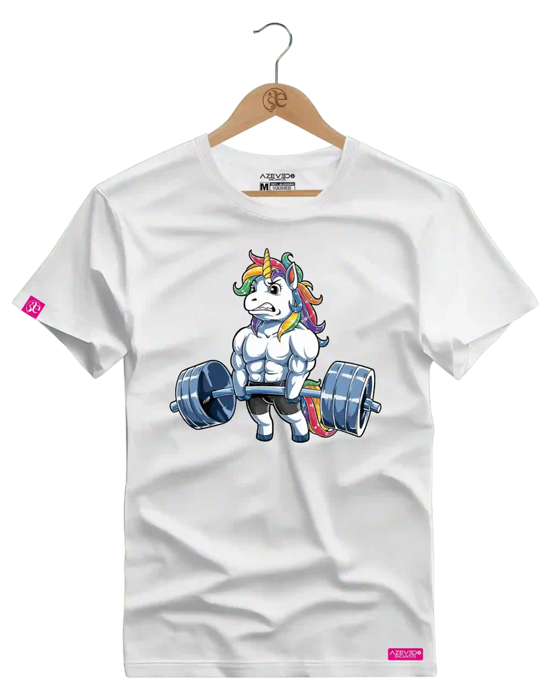 Camiseta Algodão Premium Estampa Unicornio Fitness - Azevedo Encantu's