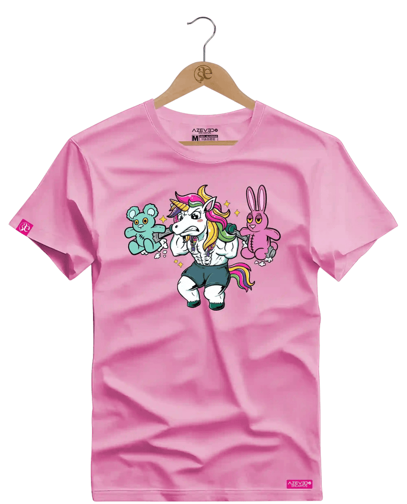 Camiseta Algodão Premium Estampa Unicornio Pelúcia Fitness - Azevedo Encantu's