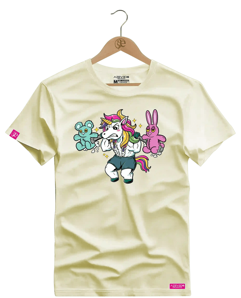 Camiseta Algodão Premium Estampa Unicornio Pelúcia Fitness - Azevedo Encantu's