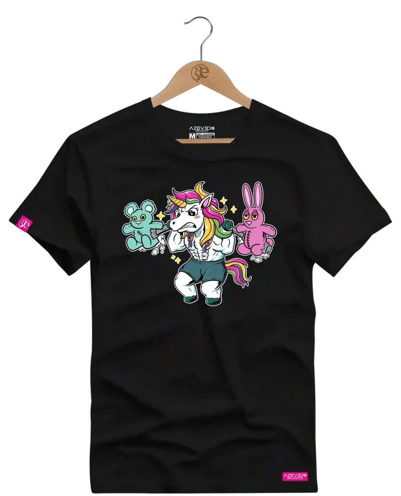 Camiseta Algodão Premium Estampa Unicornio Pelúcia Fitness - Azevedo Encantu's