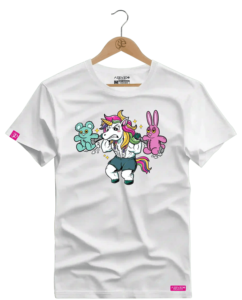 Camiseta Algodão Premium Estampa Unicornio Pelúcia Fitness - Azevedo Encantu's