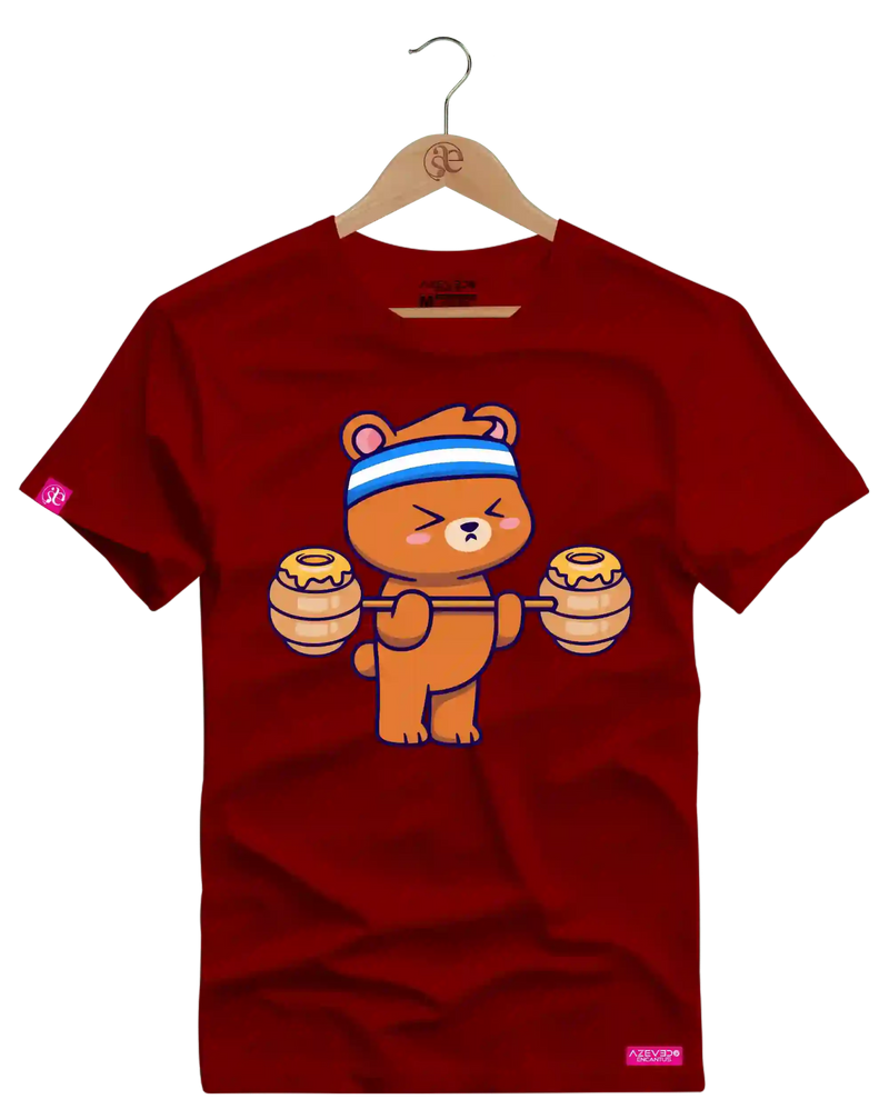 Camiseta Algodão Premium Estampa Urso Baby Fitness - Azevedo Encantu's