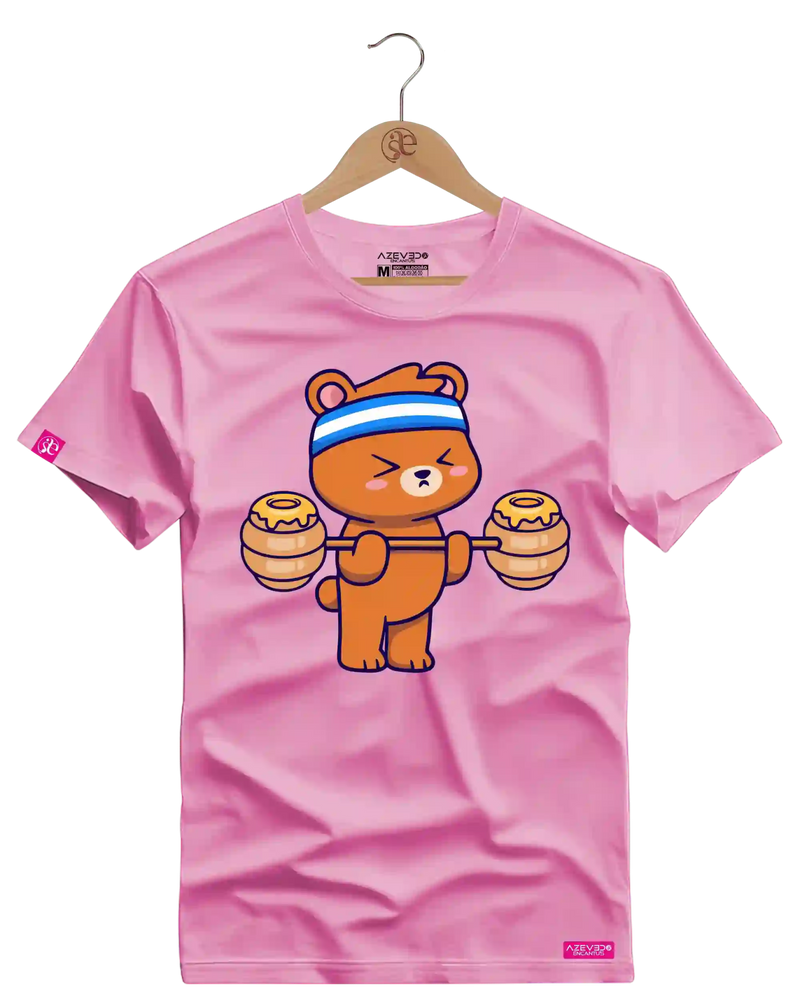 Camiseta Algodão Premium Estampa Urso Baby Fitness - Azevedo Encantu's