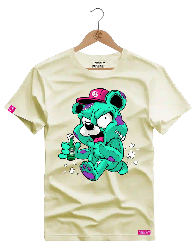 Camiseta Algodão Premium Estampa Urso Bebida - Azevedo Encantu's