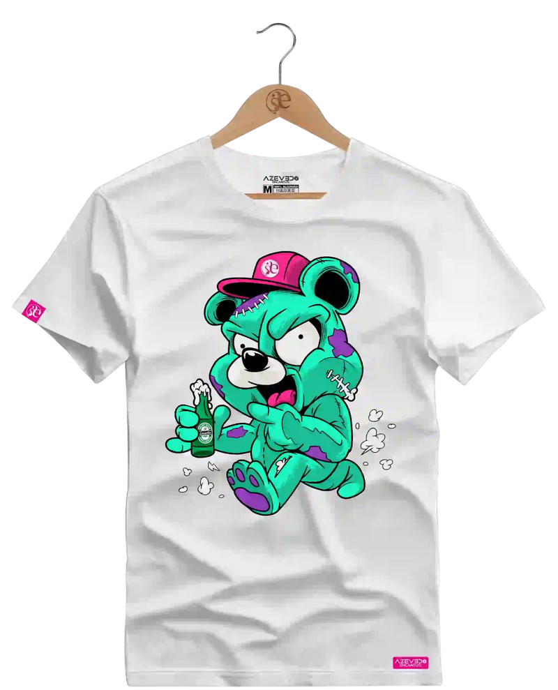 Camiseta Algodão Premium Estampa Urso Bebida - Azevedo Encantu's