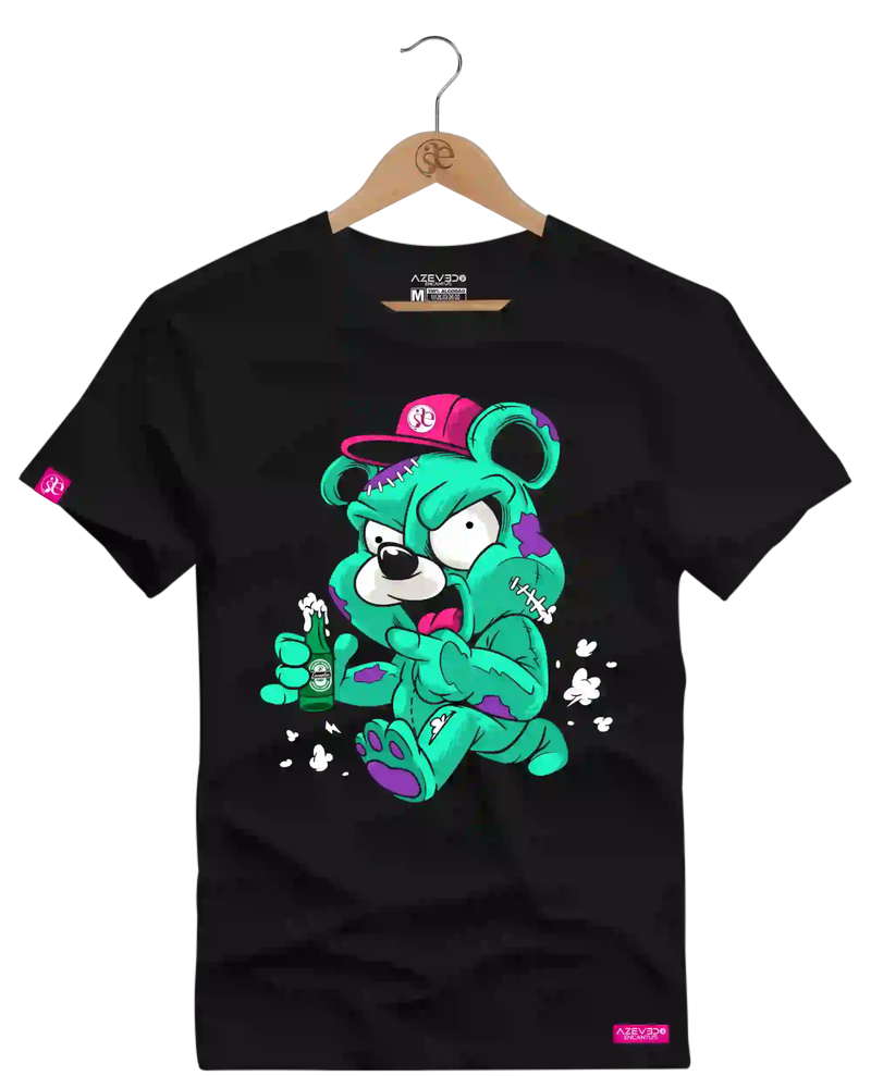 Camiseta Algodão Premium Estampa Urso Bebida - Azevedo Encantu's
