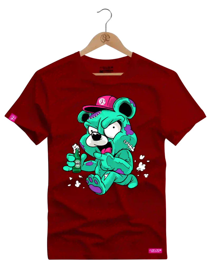 Camiseta Algodão Premium Estampa Urso Bebida - Azevedo Encantu's