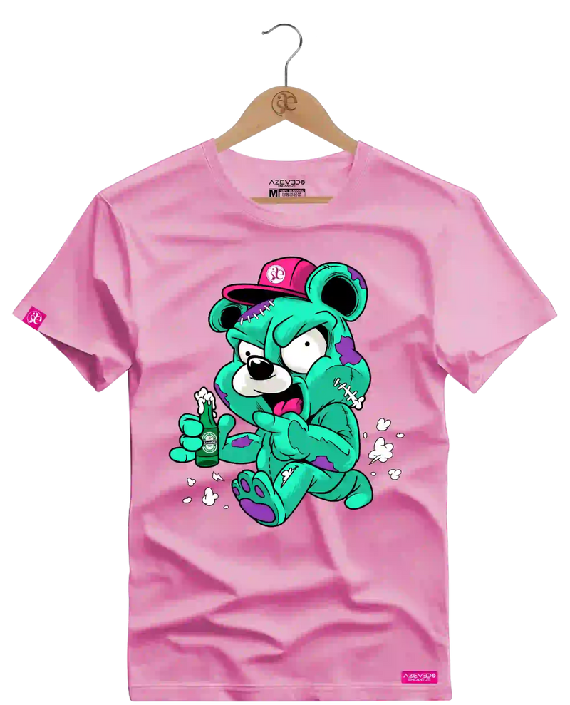 Camiseta Algodão Premium Estampa Urso Bebida - Azevedo Encantu's