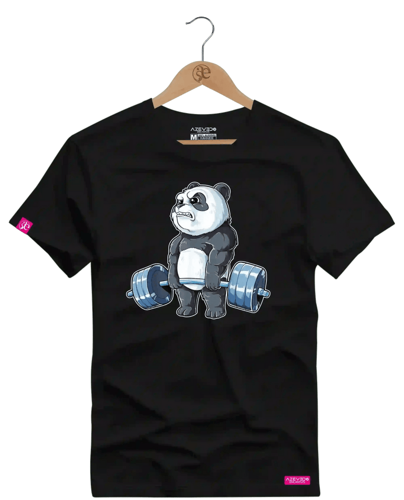 Camiseta Algodão Premium Estampa Urso Panda Fitness - Azevedo Encantu's